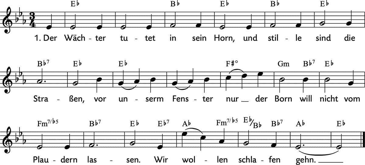 Noten 'Der Wächter tutet in sein Horn'