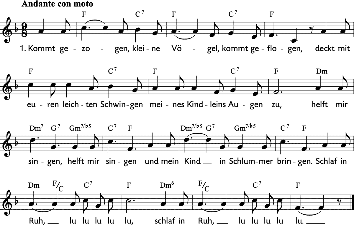 Noten 'Kommt gezogen, kleine Vögel'