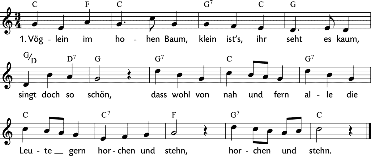 Noten 'Vöglein im hohen Baum'