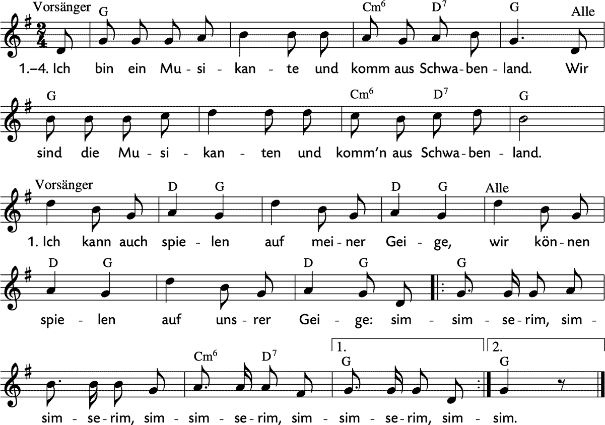 Noten 'Ich bin ein Musikante'