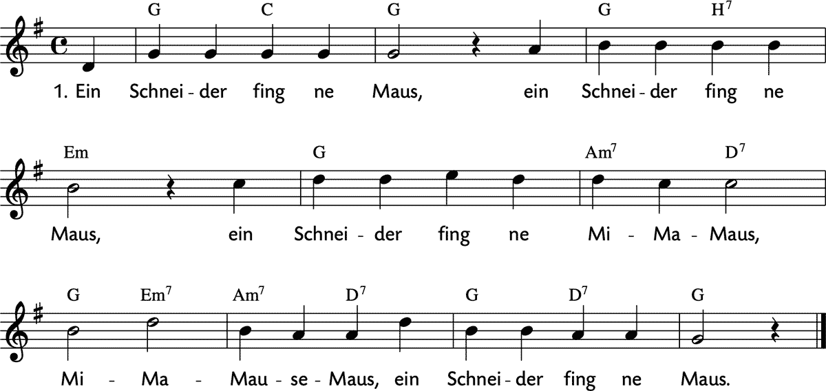 Noten 'Ein Schneider fing ne Maus'