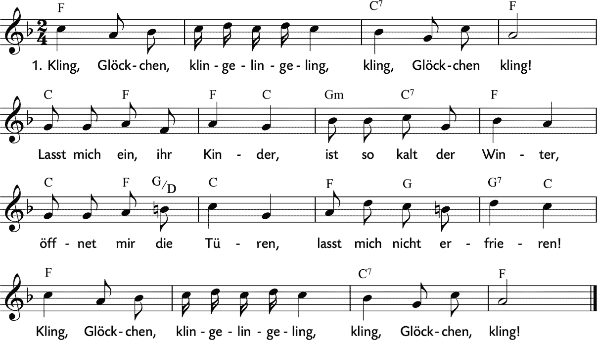 Noten 'Kling, Glöckchen, klingelingeling'