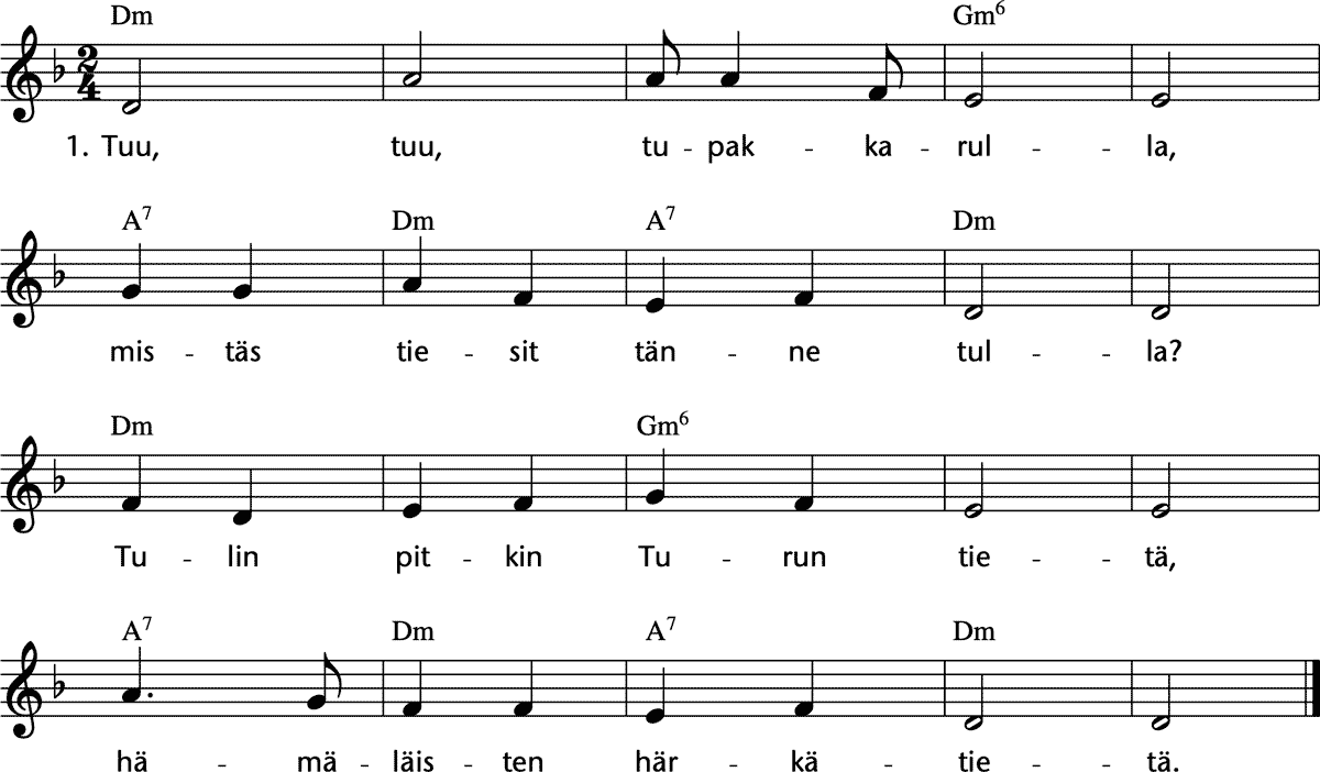 Noten 'Tuu, tuu, tupakkarulla'