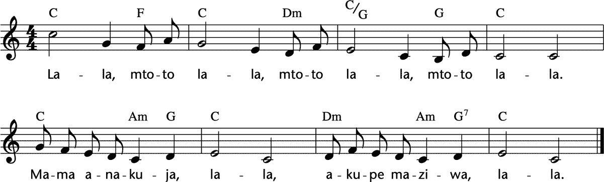 Noten 'Lala, mtoto lala'