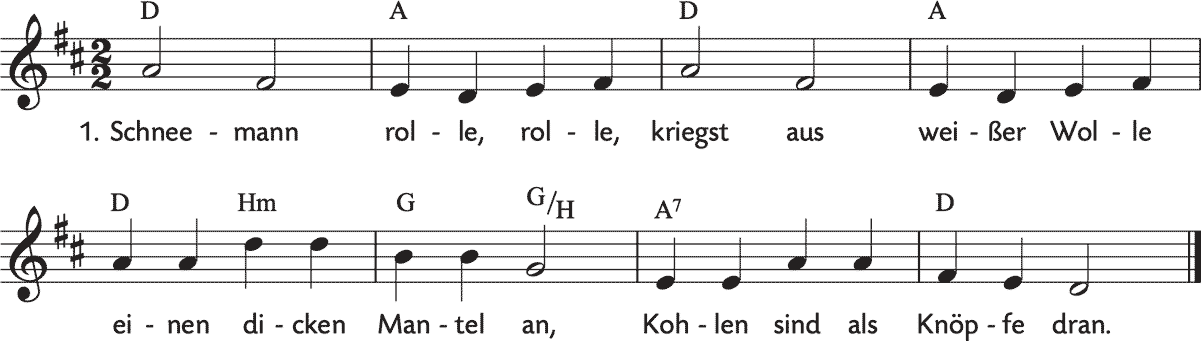 Noten 'Schneemann, rolle, rolle'