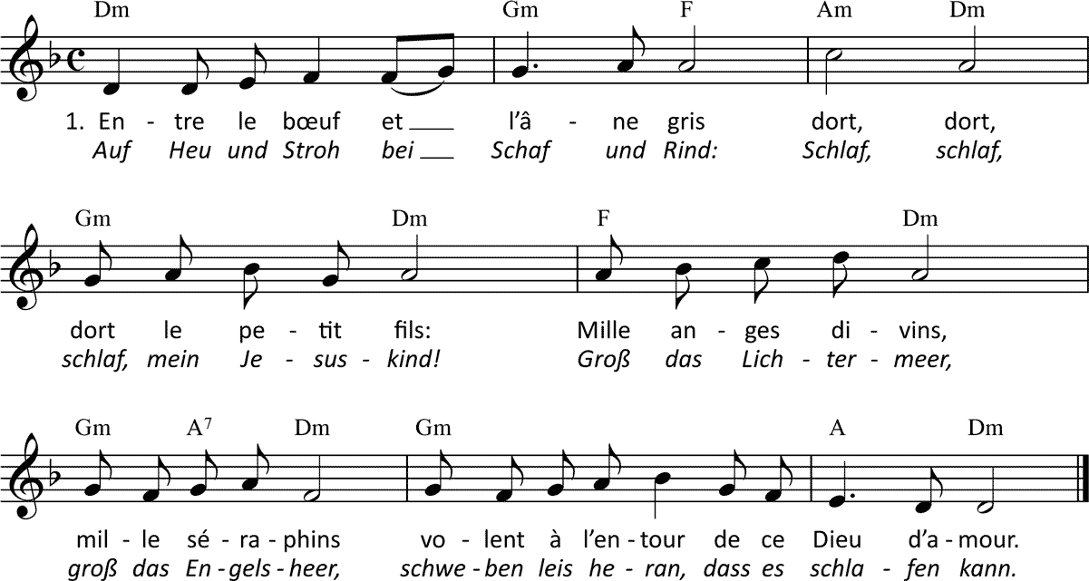 Noten 'Entre le boeuf et l'âne gris'